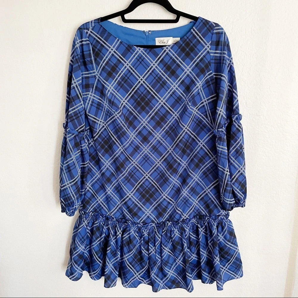 Eliza J plaid drop waist mini dress 6